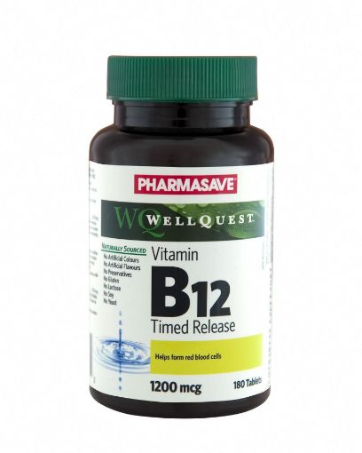 Picture of PHARMASAVE WELLQUEST VITAMIN B12 1200MCG TR TABLETS 180S